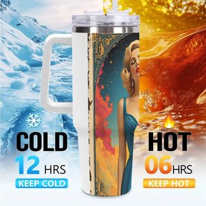 Stainless Steel Tumbler 40oz Insulated Travel Mug With Handle For <b>Coffee</b> Or Tea - Product Image 6