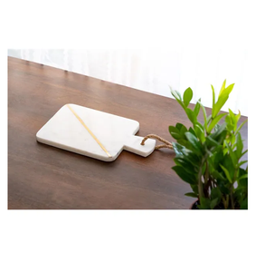 Planche à découper en marbre blanc, compatible lave-vaisselle, pour fruits et pâtisseries, avec détails en laiton, au prix le plus bas - Product Image 4