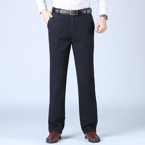 Pantalones de Traje Formales Ligeros para Hombre, 100% Algodón, Corte Recto, Pantalones de Negocios, Pantalones Largos de Sarga de Algodón - Product Image 1