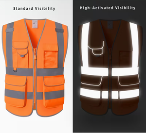 Chaleco de Seguridad Naranja de Alta Visibilidad para Hombre con Tiras Reflectantes, Bolsillos con Cremallera y Múltiples Compartimentos - Product Image 2
