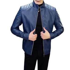 เสื้อโค้ทหนังงูลำลองสำหรับผู้ชายแจ็คเก็ตหนัง PU สีดำเสื้อโค้ทสำหรับขี่มอเตอร์ไซค์สีทึบสำหรับฤดูใบไม้ร่วงฤดูหนาว - Product Image 5