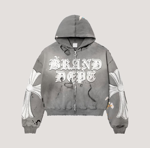 Sudadera con capucha de invierno con cremallera, de alta calidad, con logotipo personalizado serigrafiado, 100% algodón, forro polar, estilo vintage, teñido liso, al por mayor - Product Image 5