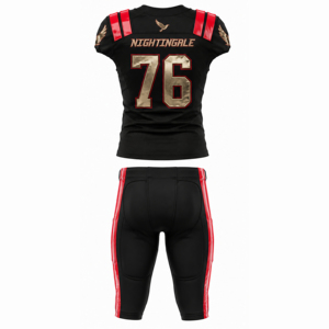 Ensemble d'uniformes de football américain Nightingale, noir, rouge, or, maillot et pantalon sublimés, pour hommes adultes, ajustés, respirants - Product Image 5