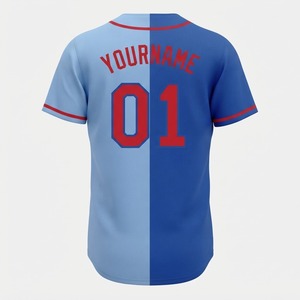 เสื้อเบสบอลแขนสั้นแบบปรับแต่งได้ ยูนิเซ็กส์ สีฟ้าอ่อนไล่เฉดสีม่วง พิมพ์ลายแบบซับลิเมชั่น ชื่อทีม หมายเลข ระบายอากาศได้ดี ทรงปกติ - Product Image 3