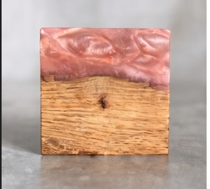 Elegant Pink Resin And Walnut Wood Drink <b>Coasters</b> With Natural Finished Perfect For Stylish Tabletop Accessories Home Gifts - Product Image 1