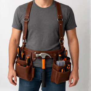 Ceinture porte-outils en cuir véritable de qualité supérieure avec design ajustable pour les charpentiers, électriciens, constructeurs et entrepreneurs - Product Image 2