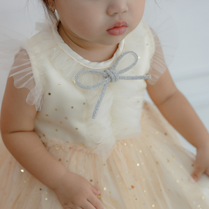 Milae amarillo claro verano sin mangas manga acampanada con cuentas estrella centelleante Vintage ocasión capas hasta la rodilla vestido niñas cuello redondo - Product Image 4