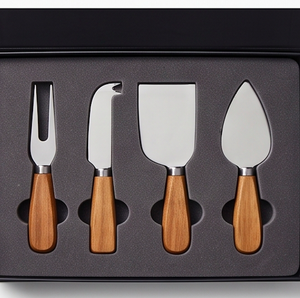Juego de cuchillos para queso de acero inoxidable con mangos de madera, elegantes utensilios para servir, aptos para lavavajillas, para utensilios de cocina, camping y comedor - Product Image 4