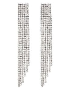Pendientes Largos de Borla Delicada con Cuentas para Mujer, Joyería de Moda con Diamantes de Imitación Colgantes, Aleación de Zinc Bañada en Plata - Product Image 5
