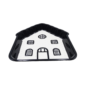 Tazón de Cerámica Hecho a Mano con Forma de Casa, Glaseado Blanco con Detalles Negros, Estilo Festivo, Marca Nordic House, Origen Nórdico, Decoración para el Hogar - Product Image 3