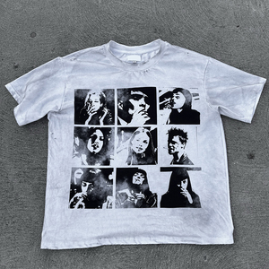 เสื้อยืดทรงบ็อกซี่ผ้าฝ้าย 100% สำหรับผู้ชาย พิมพ์ลายดิจิทัล สไตล์สตรีทแวร์ ลำลอง โอเวอร์ไซส์ ทรงครอป ลายกราฟิก - Product Image 1