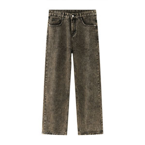 Vaqueros Baggy Rectos Personalizados de Estilo Urbano para Hombre, Vaqueros de Mezclilla de Algodón Oscuro Desgastado, Pantalones Vaqueros Vintage de Moda para Hombre - Product Image 5