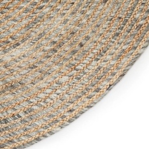 Round Bohemian Jute Area <b>Rug</b> with Blue Fringe Handcrafted Eco Friendly Living Room Decor - Product Image 4