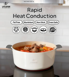 Ensemble de 10 ustensiles de cuisine en aluminium forgé avec couvercles métalliques, revêtement antiadhésif en granit, poignées en acier inoxydable, base à induction - Product Image 4