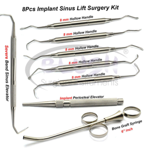 8-Piece Manual Dental Sinus Lift Surgery Set Stainless Steel Implant Oral Surgery Instruments CE Certified by <b>Blush</b> Surgical - Product Image 3