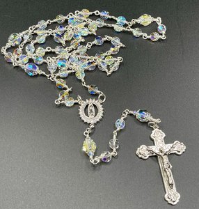 Unique Wire Wrapped Gold Crucifix Charm Lady of Guadalupe Protection Prayer Beads Rosary for First <b>Communion</b> - Product Image 3