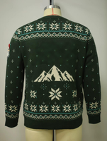 Pull de Noël moche pour homme avec rennes Rudolph lumineux à LED, motif Fair Isle jacquard tricoté et patch Père Noël