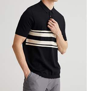 Polo de Verano para Hombre, de Alta Moda, en Algodón Peinado, Tejido de Punto, Manga Corta, con Rayas de Color en Contraste - Product Image 5