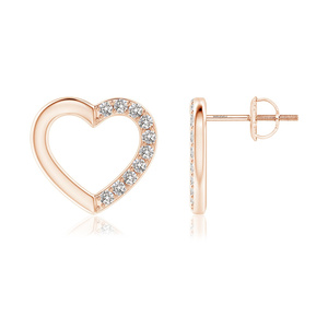 Pendientes de lujo asimétricos con corazón abierto y diamantes cultivados en laboratorio, con detalles pavé, en oro de 10K, 14K, 18K y plata 925, 935. - Product Image 3