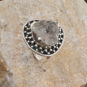 Bague artisanale en argent sterling 925 avec aigue-marine brute, pierre bleue naturelle non taillée, bijoux en pierres précieuses organiques fabriqués à la main, vente en gros - Product Image 6