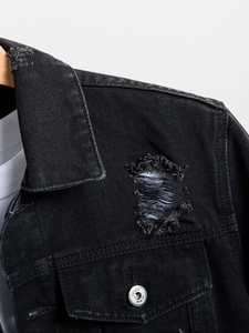 OEM Jeans <b>Denim</b> <b>Jackets</b> for Men With Full Customization <b>Custom</b> Sport Style Men's Jeans <b>Jacket</b> for Outdoor Wears - Product Image 4