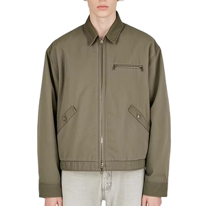 Veste en toile épaisse personnalisée, fabricant de vêtements OEM, veste de travail vintage personnalisée avec fermeture éclair, veste de travail en toile durable pour hommes - Product Image 1