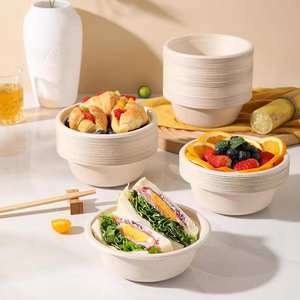 Tazones de Bagazo Desechables, Compostables y Ecológicos de Diseño Moderno, Paquete a Granel, Resistentes para Fiestas, Leche, Cereales, Bocadillos, Libres de BPA - Product Image 1