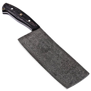 Top Damascus Serbian Cleaver <b>Knife</b> Hand-Forged Full-Tang Damascus Steel <b>Kitchen</b> Chef Chopper 7" Blade Ambidextrous Raindrop - Product Image 4