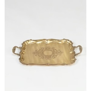 Artisan Crafted Metal <b>Tray</b> With Textured Border And Bright Surface Ideal For Showrooms And Boutique Displays - Product Image 1