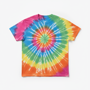 Custom <b>Tie</b>-Dye Rainbow Pattern Short Sleeve O-Neck T-Shirt Men's Casual Regular Fit <b>Knitted</b> 100% Cotton - Product Image 1