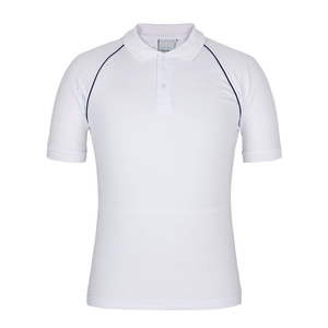 เสื้อโปโลแขนสั้นสีขาวสำหรับผู้ชาย ผ้าทอออกซ์ฟอร์ด ระบายอากาศได้ดี ทรงปกติ สวมใส่สบาย ดีไซน์เรียบง่าย - Product Image 1