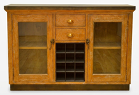 Buffet à vin en bois massif industriel, meuble rustique avec porte vitrée, meuble de rangement de luxe pour cuisine et salle à manger