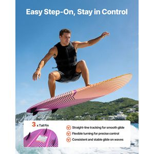 Tabla de Wakesurf de 63 Pulgadas con Núcleo de Espuma EPS, Almohadilla Antideslizante de EVA, 3 Aletas Traseras, Resistente a los Rayos UV - Product Image 5