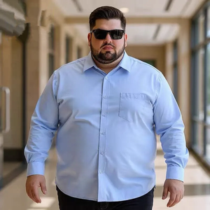 Camisas Sociales de Manga Larga para Hombre, Tallas Grandes 10XL 11XL, Camisa Formal de Trabajo, Sarga Lisa, Oficina, Fiesta, Bolsillo Único, Tallas Grandes 45-155KG - Product Image 1