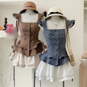 Ensemble deux pièces décontracté d'été en coton écologique lavable pour femme – Confortable, sans col, coupe longue et ajustée, tendance - Product Image 2