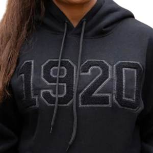 Sudadera con Capucha All Black 1920 con Brillo, Unisex, con Letras Griegas de Zeta Phi Beta, Sudadera Informal para Usar en la Calle - Product Image 4