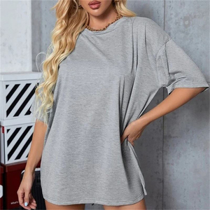 Camiseta Clásica de Cuello Redondo Estampada para Mujer, Top Informal de Algodón Suave y Cómodo para un Look Informal sin Esfuerzo - Product Image 6
