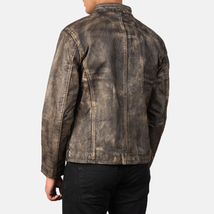 <b>Men's</b> Casual Slim Solid Sheep Skin Leather <b>Jacket</b> with Stand Collar High Street Fashion for Winter <b>jacket</b> for <b>men</b> - Product Image 2
