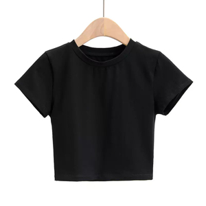 เสื้อยืดครอปสีเทาสำหรับผู้หญิง แขนสั้น ทรงเข้ารูป สไตล์ลำลอง ใส่สบายสำหรับฤดูร้อน ผ้าสเตรช แฟชั่นสำหรับใส่ทุกวัน - Product Image 2