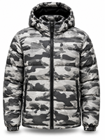 Veste matelassée à capuche camouflage pour homme, coupe-vent, fermeture éclair, décontractée, hiver, épaisse, rembourrage en polyester, longueur normale