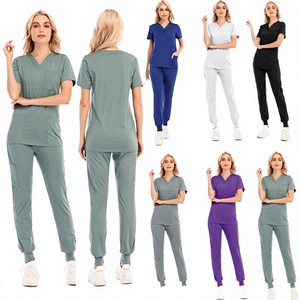 Women's Nurse Medical <b>Scrub</b> <b>Top</b> V-Neck Short Sleeves Polyester/Rayon/Spandex Woven Fabric Comfortable-Fit Quick-Dry Wrinkle OEM - Product Image 6