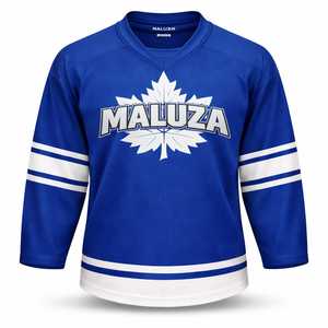 Jersey de Hockey sobre Hielo Unisex de Manga Larga, 100% Poliéster, Cuello en V con Cordones, Transpirable, Ligero, Absorbe la Humedad, con Transferencia de Calor, Deportivo - Product Image 1