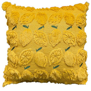 Funda de Cojín Cuadrada Decorativa de Poliéster con Bordado de Limón para Sofá, Cama, Respaldo, Decoración del Hogar, Venta al por Mayor - Product Image 1
