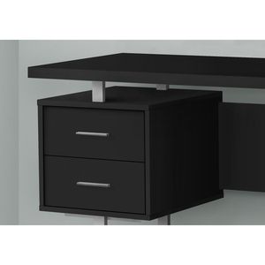 Scrivania per Computer Contemporanea da 60 Pollici per Ufficio Domestico, Laminato Nero, Finitura in Metallo Grigio, Configurazione Sinistra/Destra per Laptop, Include Spazio di Archiviazione - Product Image 3