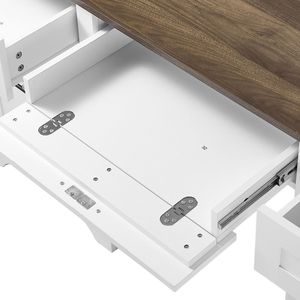 Scrivania da Ufficio Direzionale Robusta in Truciolato con Stazione di Ricarica, 2 Cassetti Contenitori, Stile Rustico/Country - Product Image 4