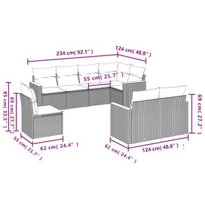 Ensemble de canapés de patio en polyrotin noir, 8 pièces, avec coussins, ensembles de jardin - Product Image 3