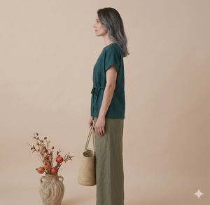 เดรสผ้าฝ้ายคอกลม แขนสั้น ทรงตรง ลายเรียบ สำหรับผู้หญิง สวมใส่สบายๆ ดีไซน์กระเป๋าใช้งานได้จริง - Product Image 4