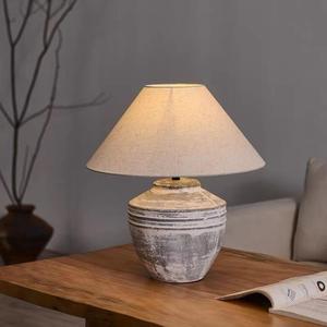 Lampe de table contemporaine en céramique artisanale vintage avec abat-jour en tissu amovible, lampe de chevet pour la décoration de la maison pour Diwali - Product Image 2