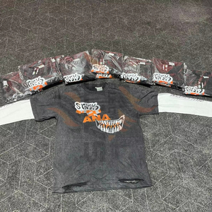 Custom Oversized <b>Tshirt</b> Long Sleeves Streetwear Boxy Vintage DTG Print Graphic Double Layer Long Sleeve T-Shirt - Product Image 1