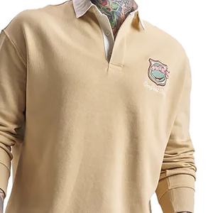 เสื้อรักบี้แขนยาวผู้ชายแบบสั่งทำพิเศษ ผ้าเจอร์ซีย์โพลีเอสเตอร์/คอตตอน 100% ระบายอากาศได้ดี แห้งเร็ว ปักโลโก้ตามสั่งด้านหลัง/ด้านหน้า - Product Image 5